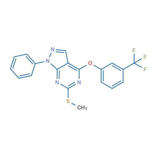 6-(Methylsulfanyl)-1-phenyl-4-[3-(trifluoromethyl)phenoxy]-1H-pyrazolo[3,4-d]pyrimidine 1g