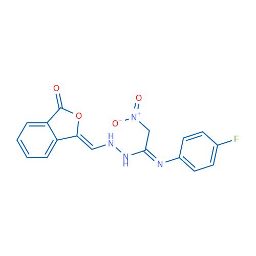 (E)-N'-(4-Fluorophenyl)-2-nitro-N-({[(1Z)-3-oxo-1,3-dihydro-2-benzofuran-1-ylidene]methyl}amino)ethanimidamide 1g