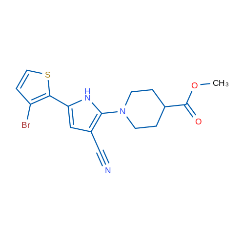 Methyl 1-[5-(3-bromothiophen-2-yl)-3-cyano-1H-pyrrol-2-yl]piperidine-4-carboxylate 1g