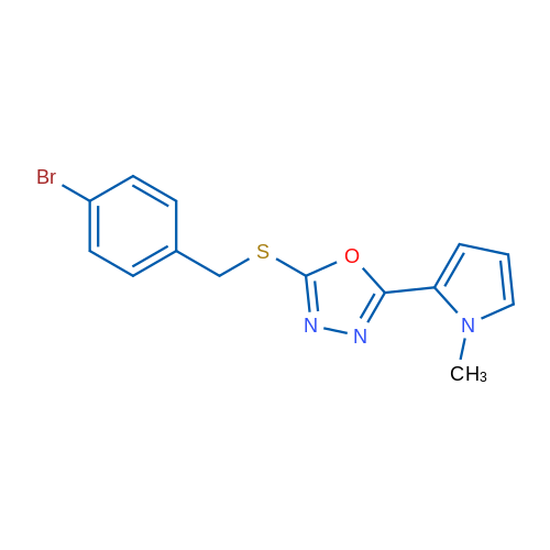 2-{[(4-bromophenyl)methyl]sulfanyl}-5-(1-methyl-1H-pyrrol-2-yl)-1,3,4-oxadiazole 1g