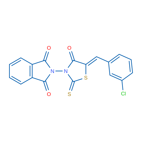 2-[(5Z)-5-[(3-Chlorophenyl)methylidene]-4-oxo-2-sulfanylidene-1,3-thiazolidin-3-yl]-2,3-dihydro-1H-isoindole-1,3-dione 1g