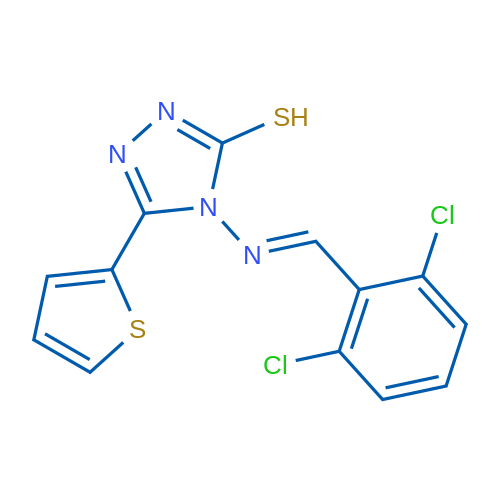 4-[(E)-[(2,6-Dichlorophenyl)methylidene]amino]-5-(thiophen-2-yl)-4H-1,2,4-triazole-3-thiol 1g