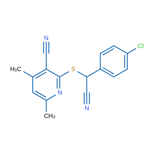 2-{[(4-chlorophenyl)(cyano)methyl]sulfanyl}-4,6-dimethylpyridine-3-carbonitrile 1g