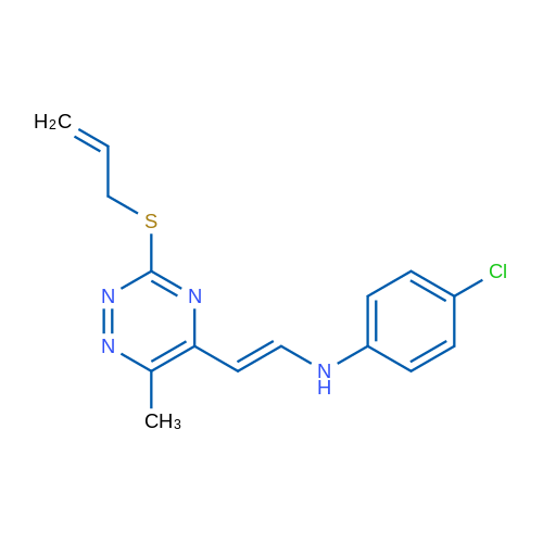 4-Chloro-N-[(E)-2-[6-methyl-3-(prop-2-en-1-ylsulfanyl)-1,2,4-triazin-5-yl]ethenyl]aniline 1g