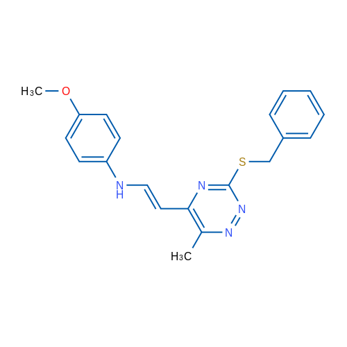 N-[(E)-2-[3-(Benzylsulfanyl)-6-methyl-1,2,4-triazin-5-yl]ethenyl]-4-methoxyaniline 1g