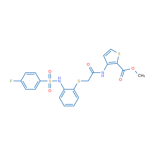 Methyl 3-(2-{[2-(4-fluorobenzenesulfonamido)phenyl]sulfanyl}acetamido)thiophene-2-carboxylate 1g