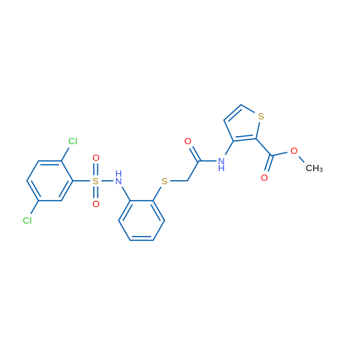 Methyl 3-(2-{[2-(2,5-dichlorobenzenesulfonamido)phenyl]sulfanyl}acetamido)thiophene-2-carboxylate 1g