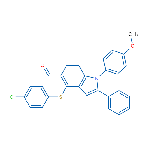 4-[(4-Chlorophenyl)sulfanyl]-1-(4-methoxyphenyl)-2-phenyl-6,7-dihydro-1H-indole-5-carbaldehyde 1g