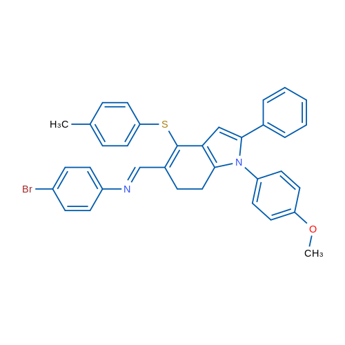 (1E)-N-(4-Bromophenyl)-1-[1-(4-methoxyphenyl)-4-[(4-methylphenyl)sulfanyl]-2-phenyl-6,7-dihydro-1H-indol-5-yl]methanimine 1g