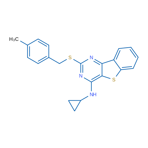 N-Cyclopropyl-4-{[(4-methylphenyl)methyl]sulfanyl}-8-thia-3,5-diazatricyclo[7.4.0.0^{2,7}]trideca-1(13),2(7),3,5,9,11-hexaen-6-amine 1g