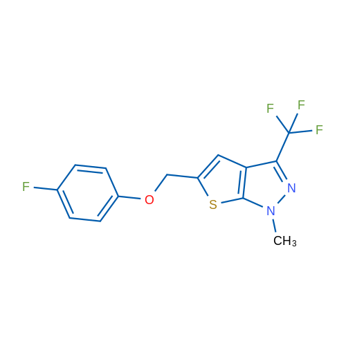 5-[(4-Fluorophenoxy)methyl]-1-methyl-3-(trifluoromethyl)-1H-thieno[2,3-c]pyrazole 1g