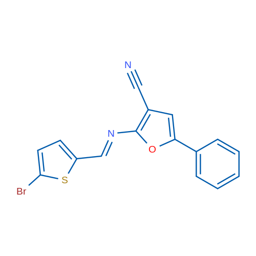 2-[(E)-[(5-Bromothiophen-2-yl)methylidene]amino]-5-phenylfuran-3-carbonitrile 1g
