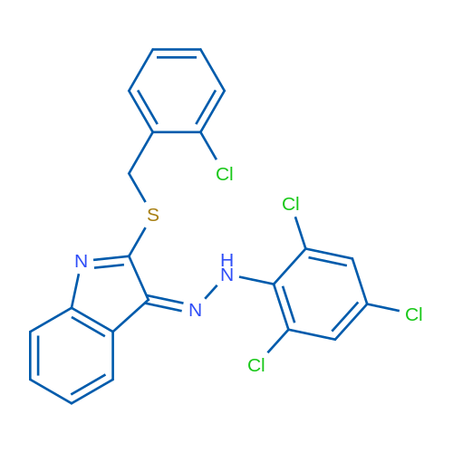 (3Z)-2-{[(2-chlorophenyl)methyl]sulfanyl}-3-[2-(2,4,6-trichlorophenyl)hydrazin-1-ylidene]-3H-indole 1g
