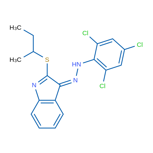 (3Z)-2-(Butan-2-ylsulfanyl)-3-[2-(2,4,6-trichlorophenyl)hydrazin-1-ylidene]-3H-indole 1g
