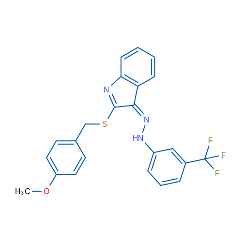 (3Z)-2-{[(4-methoxyphenyl)methyl]sulfanyl}-3-{2-[3-(trifluoromethyl)phenyl]hydrazin-1-ylidene}-3H-indole 1g