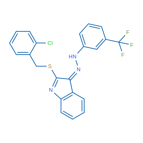 (3Z)-2-{[(2-chlorophenyl)methyl]sulfanyl}-3-{2-[3-(trifluoromethyl)phenyl]hydrazin-1-ylidene}-3H-indole 1g