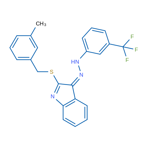 (3Z)-2-{[(3-methylphenyl)methyl]sulfanyl}-3-{2-[3-(trifluoromethyl)phenyl]hydrazin-1-ylidene}-3H-indole 1g