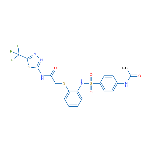 2-{[2-(4-acetamidobenzenesulfonamido)phenyl]sulfanyl}-N-[5-(trifluoromethyl)-1,3,4-thiadiazol-2-yl]acetamide 1g