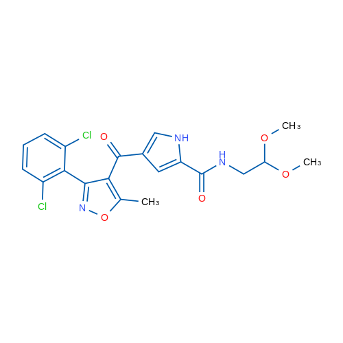 4-[3-(2,6-Dichlorophenyl)-5-methyl-1,2-oxazole-4-carbonyl]-N-(2,2-dimethoxyethyl)-1H-pyrrole-2-carboxamide 1g