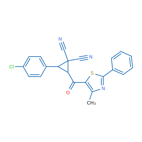 2-(4-Chlorophenyl)-3-(4-methyl-2-phenyl-1,3-thiazole-5-carbonyl)cyclopropane-1,1-dicarbonitrile 1g