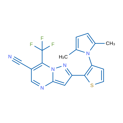 2-[3-(2,5-Dimethyl-1H-pyrrol-1-yl)thiophen-2-yl]-7-(trifluoromethyl)pyrazolo[1,5-a]pyrimidine-6-carbonitrile 1g