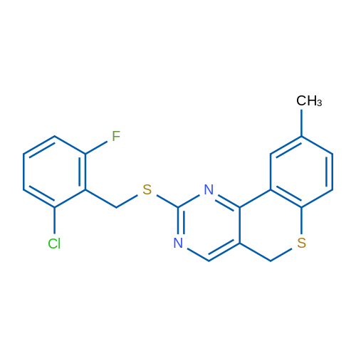 2-{[(2-chloro-6-fluorophenyl)methyl]sulfanyl}-9-methyl-5H-thiochromeno[4,3-d]pyrimidine 1g