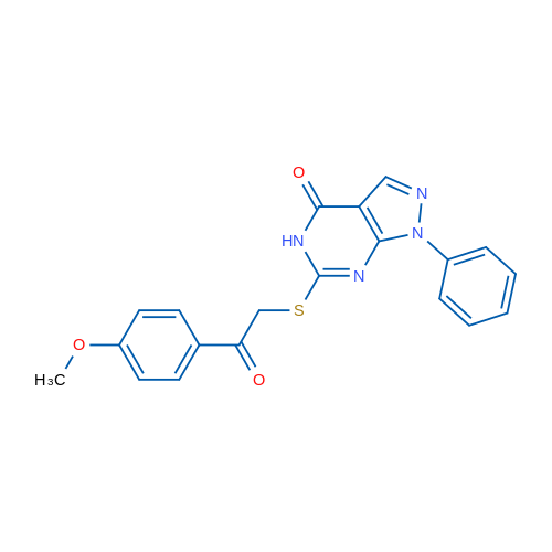 6-{[2-(4-methoxyphenyl)-2-oxoethyl]sulfanyl}-1-phenyl-1H,4H,5H-pyrazolo[3,4-d]pyrimidin-4-one 1g
