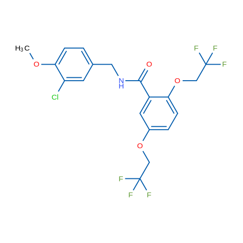 N-[(3-Chloro-4-methoxyphenyl)methyl]-2,5-bis(2,2,2-trifluoroethoxy)benzamide 1g