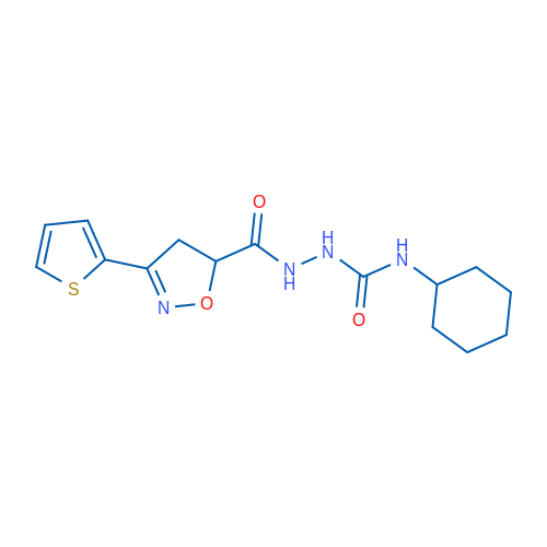 N-[(Cyclohexylcarbamoyl)amino]-3-(thiophen-2-yl)-4,5-dihydro-1,2-oxazole-5-carboxamide 1g