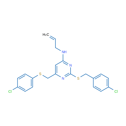 2-{[(4-chlorophenyl)methyl]sulfanyl}-6-{[(4-chlorophenyl)sulfanyl]methyl}-N-(prop-2-en-1-yl)pyrimidin-4-amine 1g