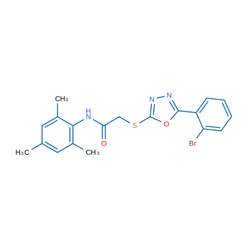 2-((5-(2-Bromophenyl)-1,3,4-oxadiazol-2-yl)thio)-N-mesitylacetamide 1g