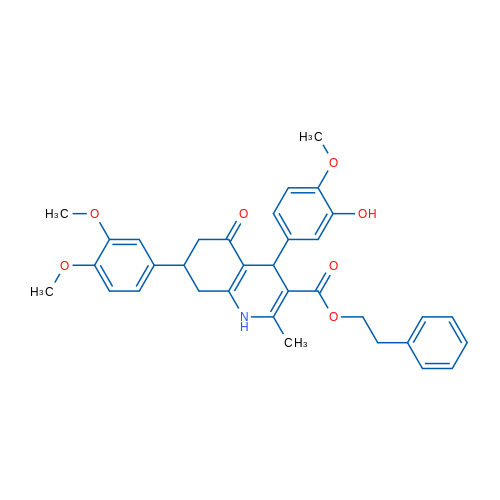 Phenethyl 7-(3,4-dimethoxyphenyl)-4-(3-hydroxy-4-methoxyphenyl)-2-methyl-5-oxo-1,4,5,6,7,8-hexahydroquinoline-3-carboxylate 1g