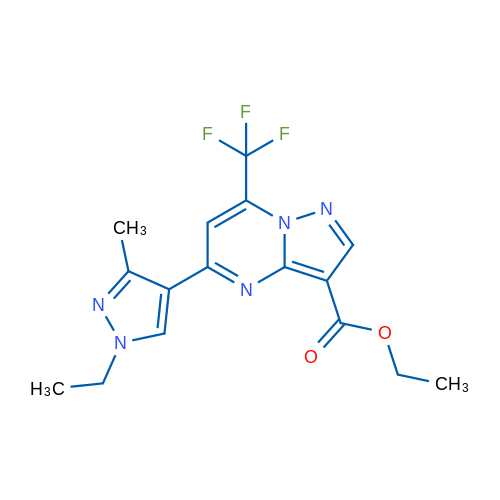 Ethyl 5-(1-ethyl-3-methyl-1H-pyrazol-4-yl)-7-(trifluoromethyl)pyrazolo[1,5-a]pyrimidine-3-carboxylate 1g