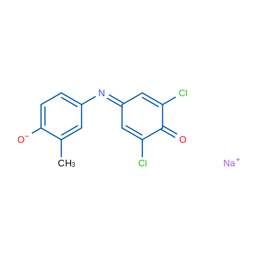 Sodium 4-((3,5-dichloro-4-oxocyclohexa-2,5-dien-1-ylidene)amino)-2-methylphenolate 250mg
