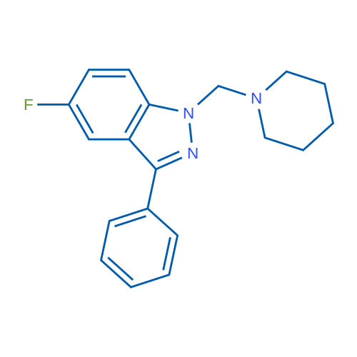 5-Fluoro-3-phenyl-1-(piperidin-1-ylmethyl)-1H-indazole 1g
