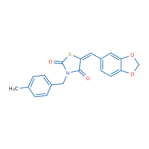 (5E)-5-[(2H-1,3-Benzodioxol-5-yl)methylidene]-3-[(4-methylphenyl)methyl]-1,3-thiazolidine-2,4-dione 1g