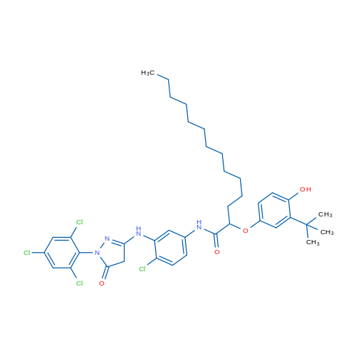 2-(3-(tert-Butyl)-4-hydroxyphenoxy)-N-(4-chloro-3-((5-oxo-1-(2,4,6-trichlorophenyl)-4,5-dihydro-1H-pyrazol-3-yl)amino)phenyl)tetradecanamide 1g