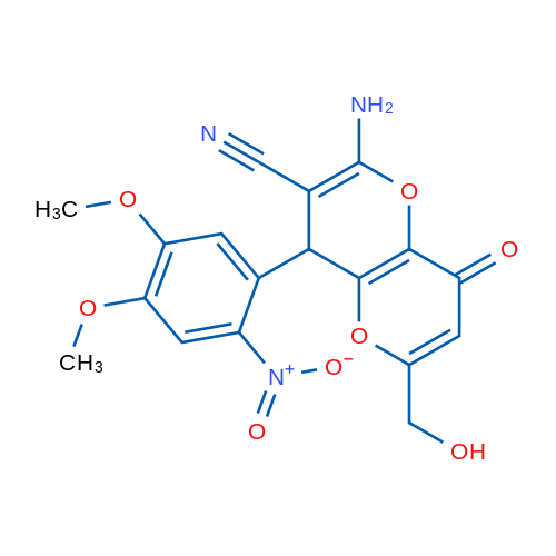 2-Amino-4-(4,5-dimethoxy-2-nitrophenyl)-6-(hydroxymethyl)-8-oxo-4H,8H-pyrano[3,2-b]pyran-3-carbonitrile 1g