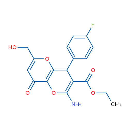 Ethyl 2-amino-4-(4-fluorophenyl)-6-(hydroxymethyl)-8-oxo-4H,8H-pyrano[3,2-b]pyran-3-carboxylate 1g