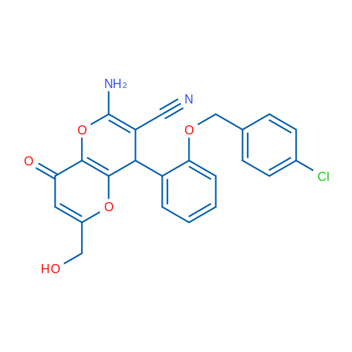 2-Amino-4-{2-[(4-chlorophenyl)methoxy]phenyl}-6-(hydroxymethyl)-8-oxo-4H,8H-pyrano[3,2-b]pyran-3-carbonitrile 1g