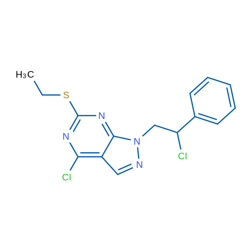 4-Chloro-1-(2-chloro-2-phenylethyl)-6-(ethylthio)-1H-pyrazolo[3,4-d]pyrimidine 1g