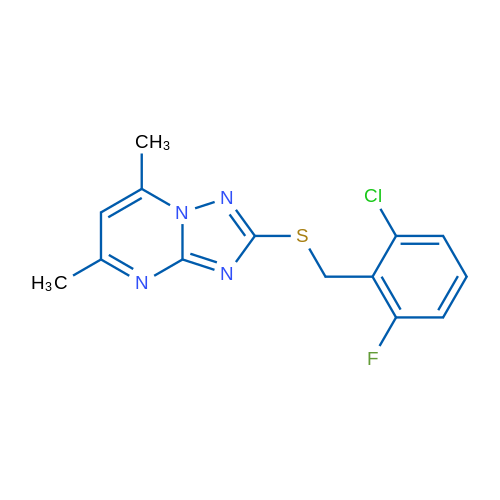 2-{[(2-chloro-6-fluorophenyl)methyl]sulfanyl}-5,7-dimethyl-[1,2,4]triazolo[1,5-a]pyrimidine 1g