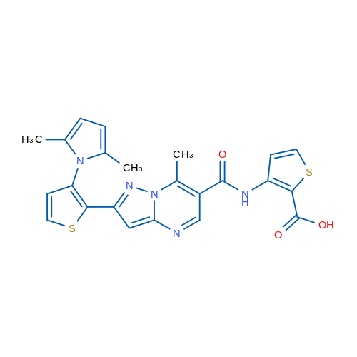 3-{2-[3-(2,5-dimethyl-1H-pyrrol-1-yl)thiophen-2-yl]-7-methylpyrazolo[1,5-a]pyrimidine-6-amido}thiophene-2-carboxylic acid 1g
