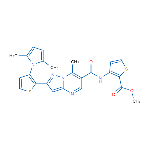 Methyl 3-{2-[3-(2,5-dimethyl-1H-pyrrol-1-yl)thiophen-2-yl]-7-methylpyrazolo[1,5-a]pyrimidine-6-amido}thiophene-2-carboxylate 25mg