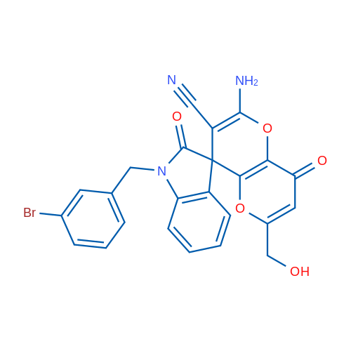 2'-Amino-1-[(3-bromophenyl)methyl]-6'-(hydroxymethyl)-2,8'-dioxo-1,2-dihydro-8'H-spiro[indole-3,4'-pyrano[3,2-b]pyran]-3'-carbonitrile 1g