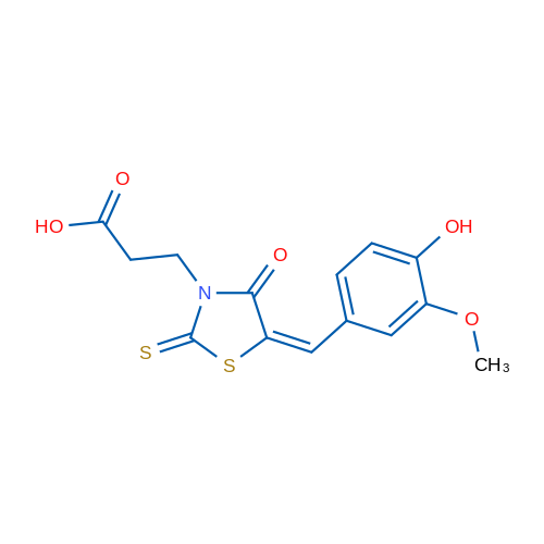 3-(5-(4-hydroxy-3-methoxybenzylidene)-4-oxo-2-thioxothiazolidin-3-yl)propanoic acid 250mg