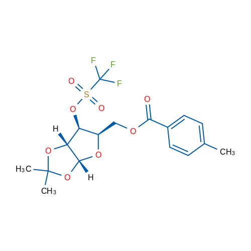 ((3aR,5R,6S,6aR)-2,2-Dimethyl-6-(((trifluoromethyl)sulfonyl)oxy)tetrahydrofuro[2,3-d][1,3]dioxol-5-yl)methyl 4-methylbenzoate 250mg