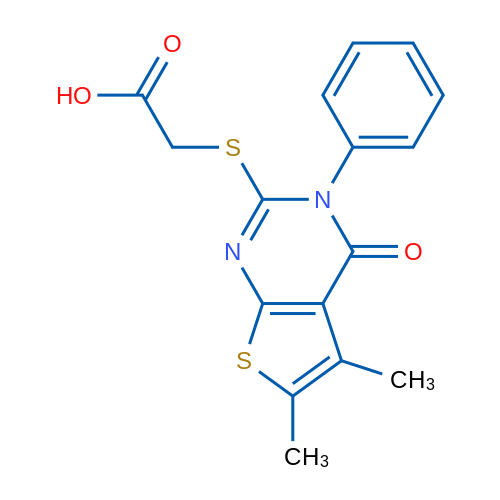 2-((5,6-Dimethyl-4-oxo-3-phenyl-3,4-dihydrothieno[2,3-d]pyrimidin-2-yl)thio)acetic acid 1g