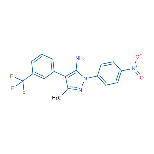 3-Methyl-1-(4-nitrophenyl)-4-(3-(trifluoromethyl)phenyl)-1H-pyrazol-5-amine 5g