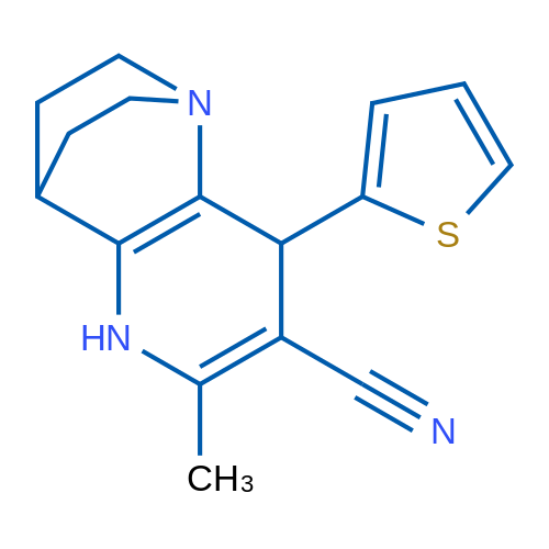 5-Methyl-3-(thiophen-2-yl)-1,6-diazatricyclo[6.2.2.0^{2,7}]dodeca-2(7),4-diene-4-carbonitrile 1g